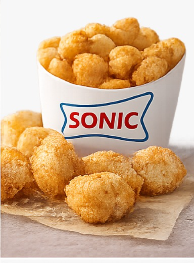 Sonic Breakfast Crispy Tater Tots Sonic Breakfast: crispy golden tater tots served as a breakfast side.
